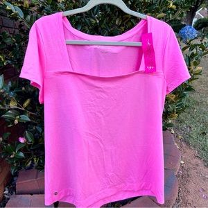 Lilly Pulitzer NWT Rexa Square Neck Top in Pelican Pink Size XL
